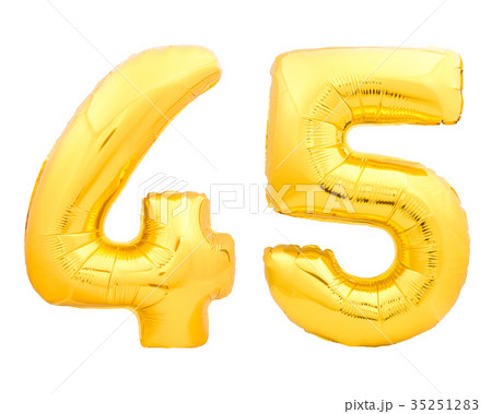Golden number 45 fourty five made of inflatable Golden number 45 fourty five made of inflatable 35251283