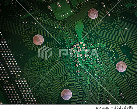 Closeup of server mainboard computer Closeup of server mainboard computer 35253999