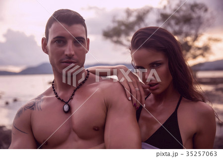 Outdoor pretty beautiful young romantic couple Outdoor pretty beautiful young romantic couple 35257063