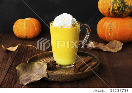 Pumpkin latte with spices (cinnamon, anise) 35257753