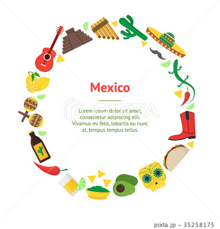 Cartoon Mexican Culture Banner Card Circle. Vector Cartoon Mexican Culture Banner Card Circle. Vector 35258175