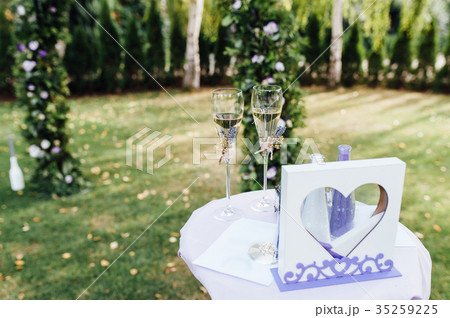 Beautiful wedding glass with champagne Beautiful wedding glass with champagne 35259225