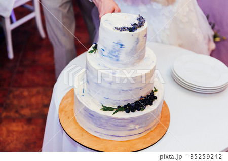 Beautiful delicious white wedding cake 35259242