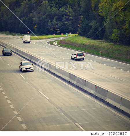 Cars on highway in traffic jam. 35262637