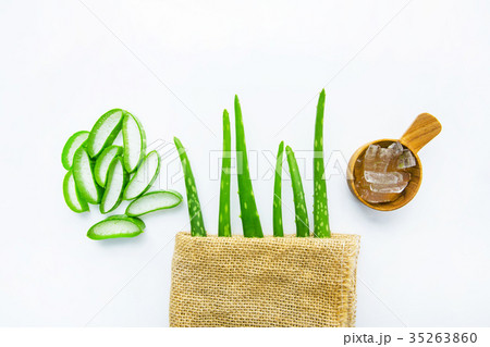 Aloe vera fresh leaves with aloe vera gel  35263860