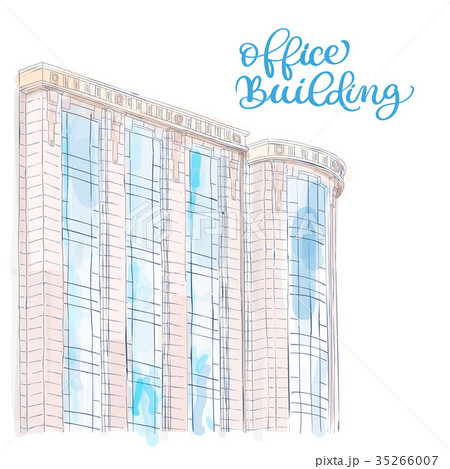 sketch of Modern office building. Doodle style 35266007