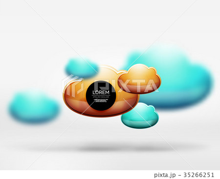 Vector 3d realistic clouds in grey space 35266251