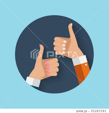 Flat Design Thumbs Up Icon Background . Vector Flat Design Thumbs Up Icon Background . Vector 35267291