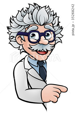 Scientist Cartoon Character Pointing Sign Scientist Cartoon Character Pointing Sign 35268242