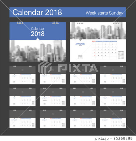 2018 Calendar. Desk Calendar modern design. 35269299