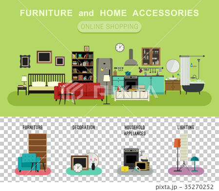 Furniture And Home Accessories Banner Stock Illustration