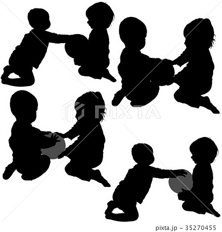 Silhouetted Childrens Playing with a Ball 35270455