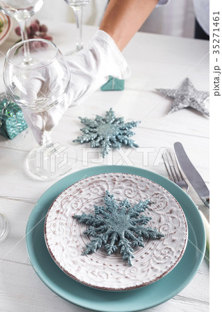 Table served for Christmas dinner Table served for Christmas dinner 35271461