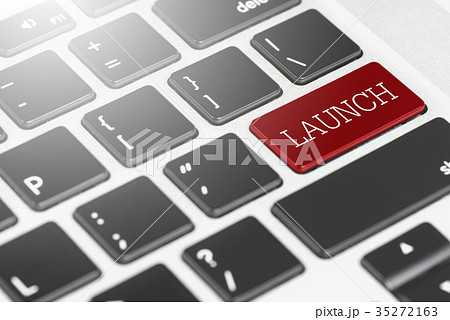 "LAUNCH" Red button keyboard on laptop computer "LAUNCH" Red button keyboard on laptop computer 35272163