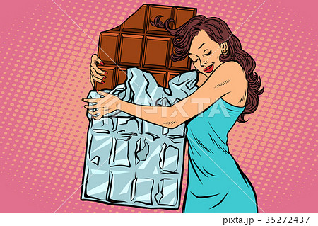 woman hugs chocolate, love sweets woman hugs chocolate, love sweets 35272437