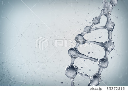 3d illustration of DNA molecule model from water. 3d illustration of DNA molecule model from water. 35272816