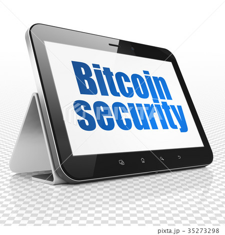 Cryptocurrency concept: Tablet Computer with Cryptocurrency concept: Tablet Computer with 35273298