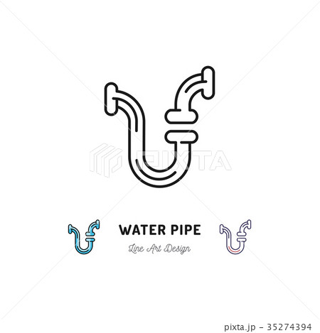 Water pipe icon, Plumbing symbol. Vector thin line 35274394