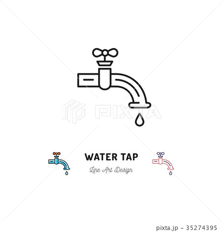 Water tap icon, Plumbing symbol. Vector thin line 35274395