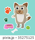 Cute dog cartoon sticker set on blue background 35275125