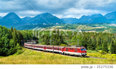 Passenger train in the High Tatra Mountains 35275336