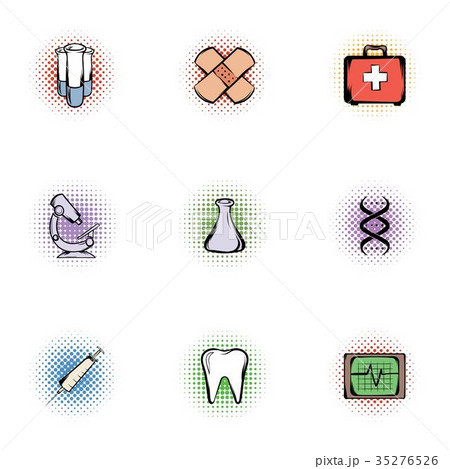 Medicine icons set, pop-art style Medicine icons set, pop-art style 35276526