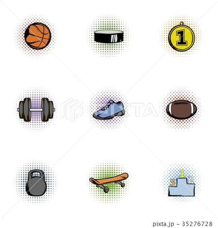 Training icons set, pop-art style 35276728