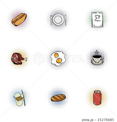 Junk food icons set, pop-art style 35276885
