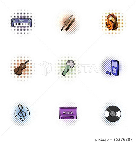 Musical device icons set, pop-art style Musical device icons set, pop-art style 35276887