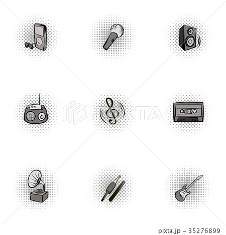Device For Music Icons Set Pop Art Styleのイラスト素材
