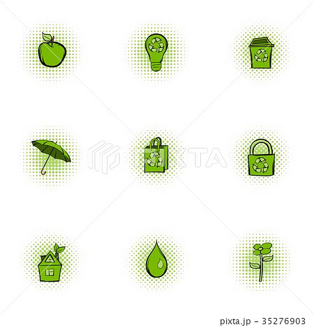 Purity of nature icons set, pop-art style 35276903