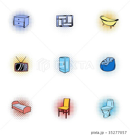 Home furnishings icons set, pop-art style 35277057