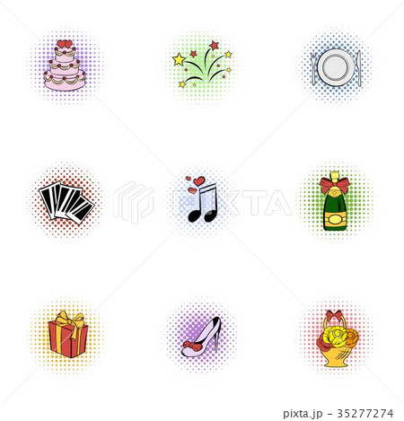 Marriage ceremony icons set, pop-art style Marriage ceremony icons set, pop-art style 35277274