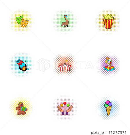 Concert in circus icons set, pop-art style 35277575