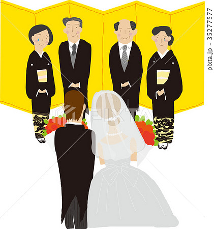結婚式 花束贈呈のイラスト素材