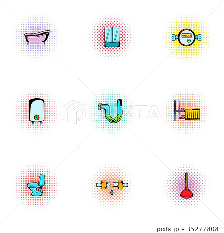 Equipment for bathroom icons set, pop-art style Equipment for bathroom icons set, pop-art style 35277808