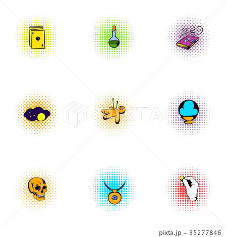 Witchery icons set, pop-art style 35277846