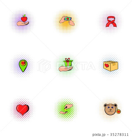 Sponsorship icons set, pop-art style 35278311