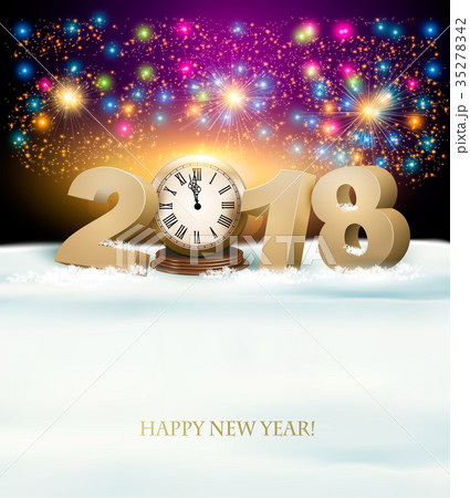 Happy New Year Background With 18 A Clock のイラスト素材