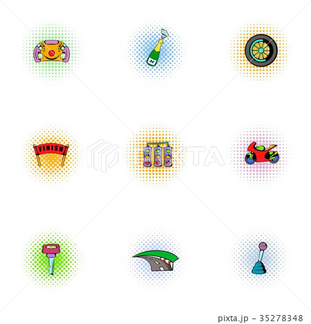 Association of racers icons set, pop-art style 35278348