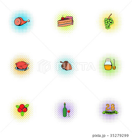Autumn festival icons set, pop-art style 35279299
