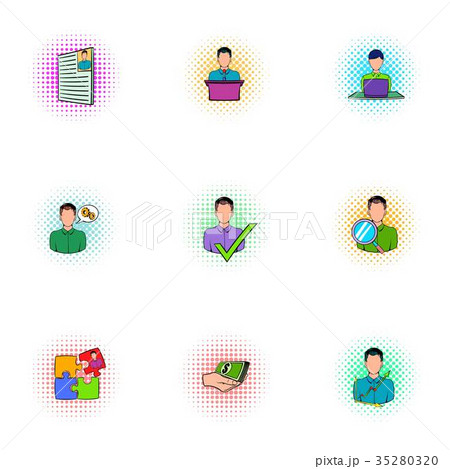 Businessman icons set, pop-art style Businessman icons set, pop-art style 35280320