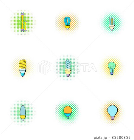 Lighting icons set, pop-art style Lighting icons set, pop-art style 35280355
