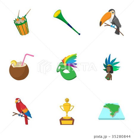 Tourism in Brazil icons set, cartoon style 35280844