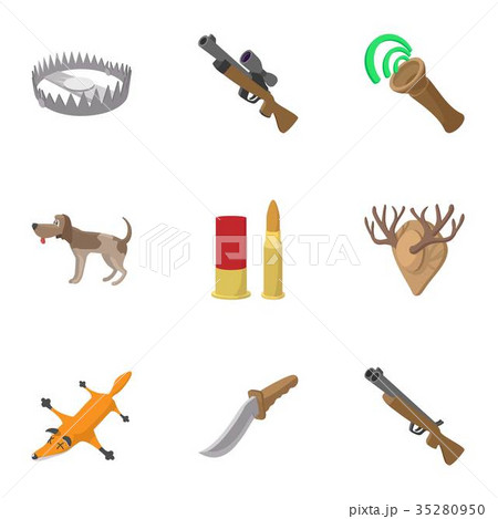 Hike icons set, cartoon style Hike icons set, cartoon style 35280950