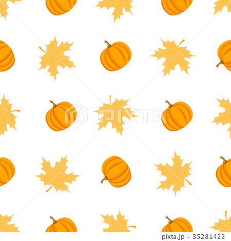 Seamless pattern with leaves and pumpkins for Seamless pattern with leaves and pumpkins for 35281422