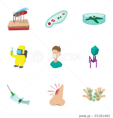 Symptoms of malaria icons set, cartoon style 35281462