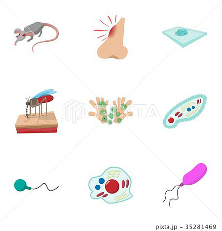 Disease malaria icons set, cartoon style 35281469