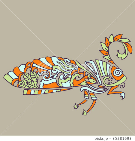 Moth with ethnic floral ornaments. Zentagle 35281693
