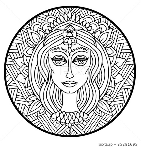Abstract mandala ornament. Asian pattern. Black Abstract mandala ornament. Asian pattern. Black 35281695